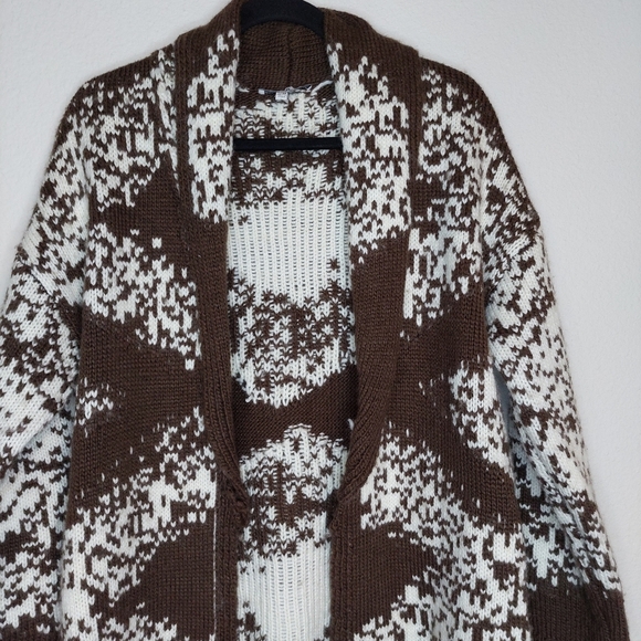 See and Be Seen Oversized Wool Blend Fringe Cardigan Sweater Size S/M - Picture 4 of 8